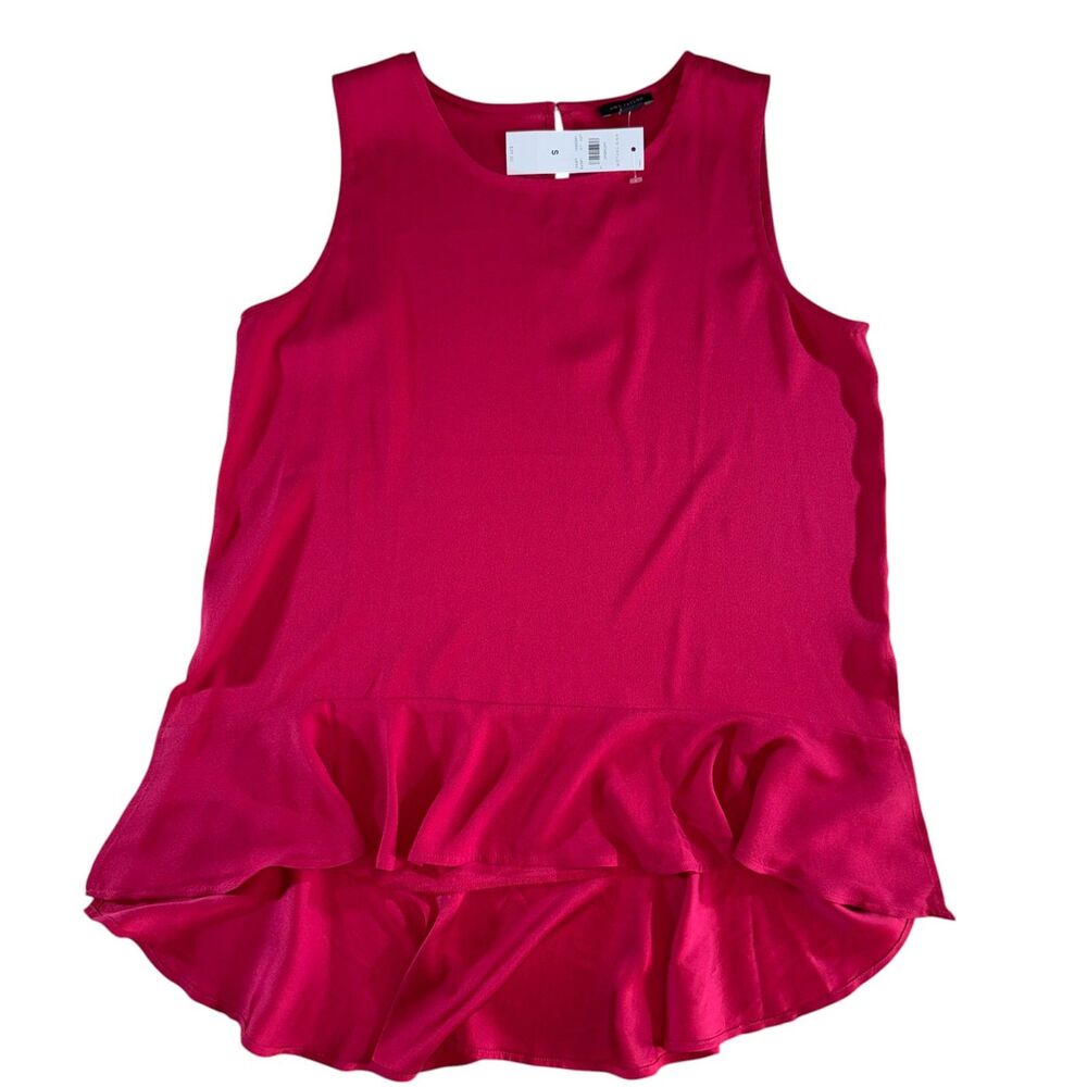 NWT ANN TAYLOR Red Ruffle Tank tunic Size S